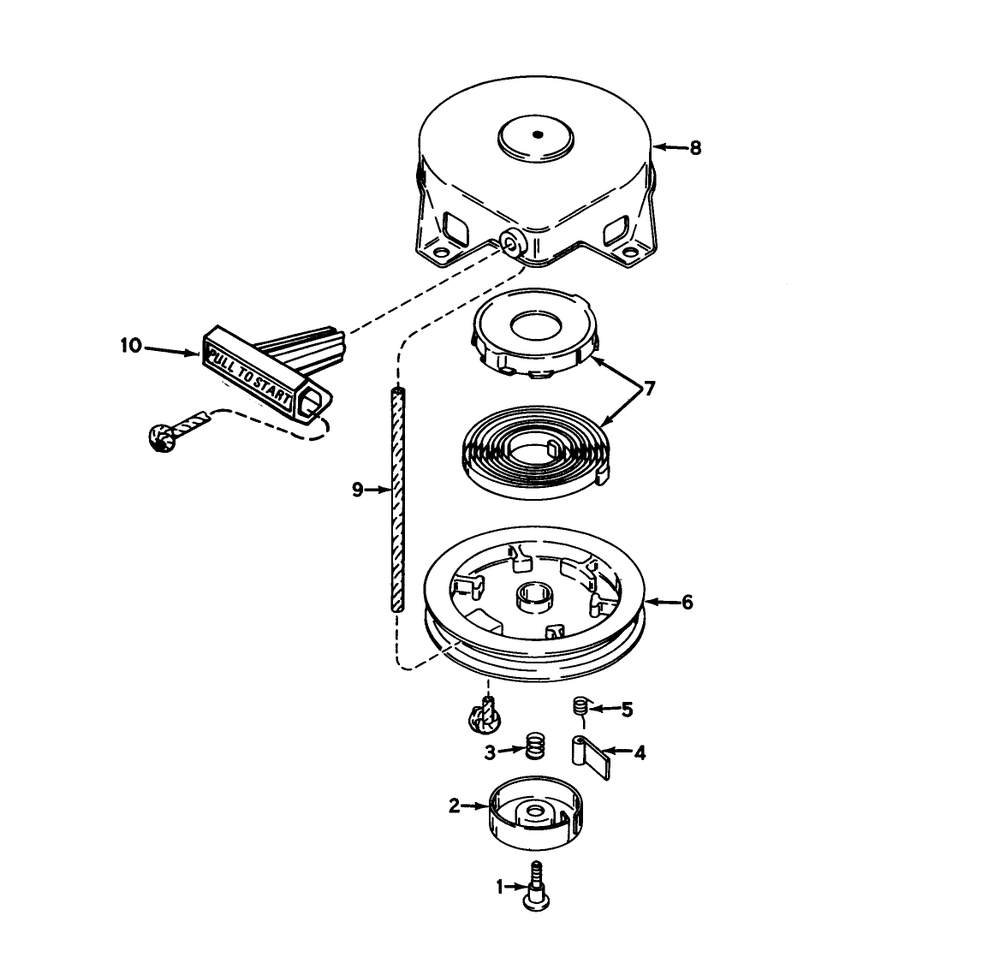 Recoil Starter No. 590537 Diagram and Parts List for 38195 2000001 - 2999999 Toro Snow Blower
