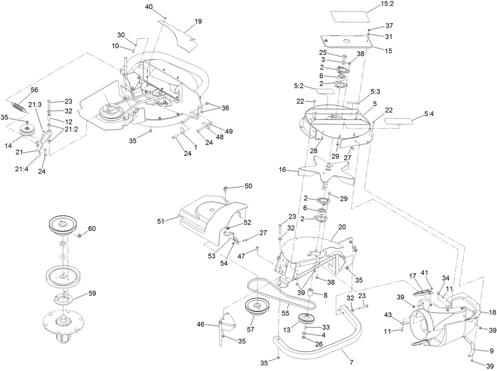 Blower And Drive Assembly Diagram and Parts List for 78583 400000000-999999999 Toro Lawn Mower