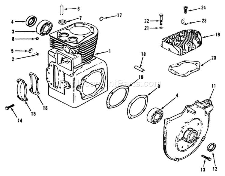 Kohler Crankcase And Cylinder Head Diagram and Parts List for R1-12K804 2000001-2999999 - 1992 Toro Lawn Tractor