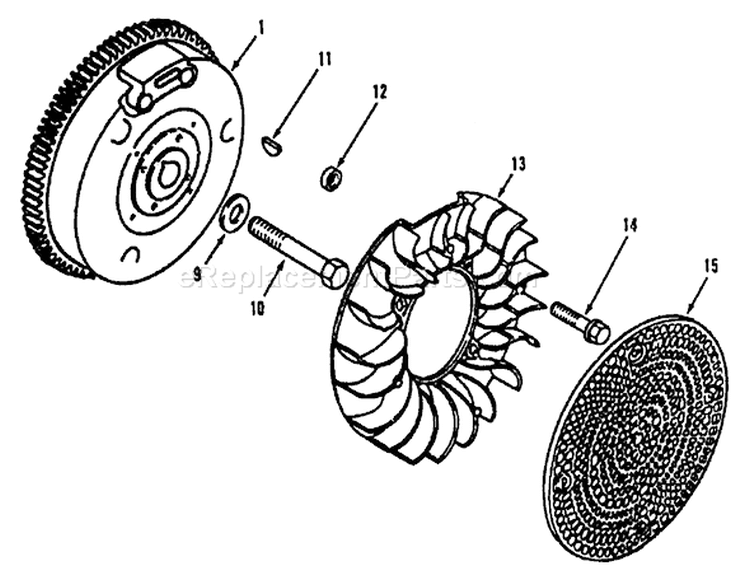 Kohler Flywheel Diagram and Parts List for R1-12K804 2000001-2999999 - 1992 Toro Lawn Tractor