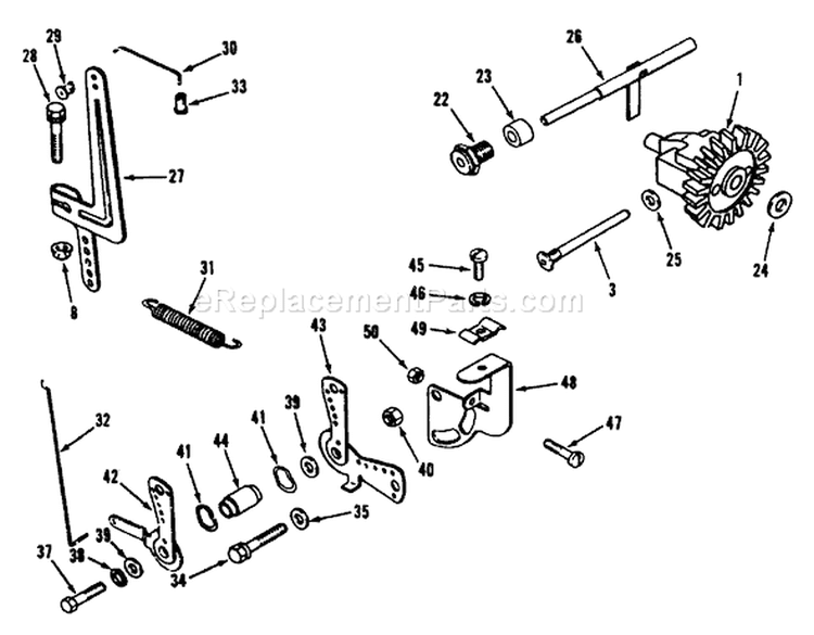 Kohler Governor Linkage Diagram and Parts List for R1-12K804 2000001-2999999 - 1992 Toro Lawn Tractor