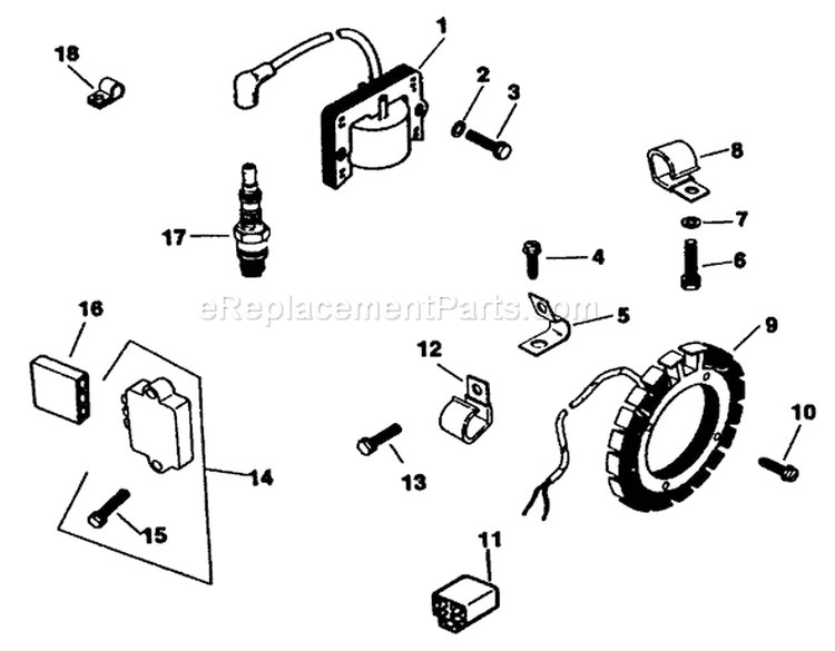 Kohler Ignition System Diagram and Parts List for R1-12K804 2000001-2999999 - 1992 Toro Lawn Tractor