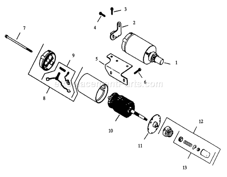 Kohler Starter Diagram and Parts List for R1-12K804 2000001-2999999 - 1992 Toro Lawn Tractor