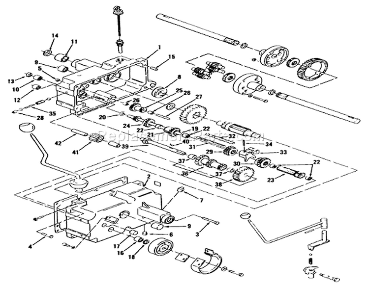 Mechanical Transmission 8-Speed Diagram and Parts List for R1-12K804 2000001-2999999 - 1992 Toro Lawn Tractor
