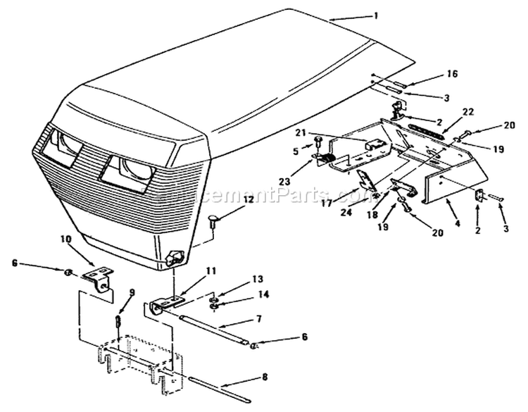 Sheet Metal And Covers Diagram and Parts List for R1-12K804 2000001-2999999 - 1992 Toro Lawn Tractor