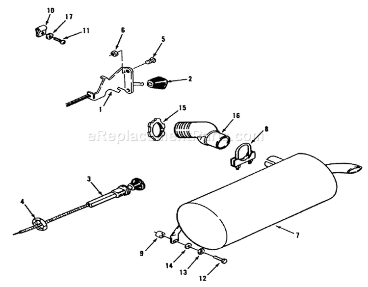 Throttle Choke And Exhaust Diagram and Parts List for R1-12K804 2000001-2999999 - 1992 Toro Lawn Tractor