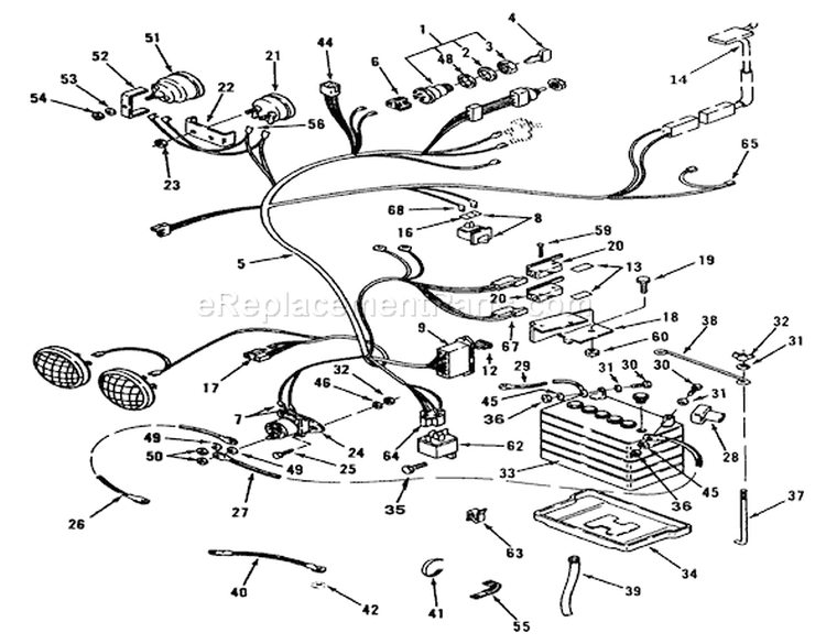 Electrical System Diagram and Parts List for R1-12K804 2000001-2999999 - 1992 Toro Lawn Tractor