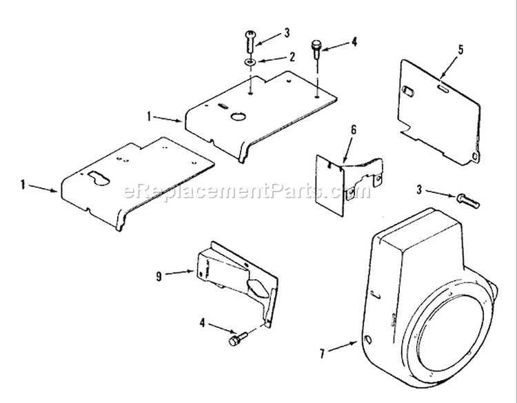 Kohler Baffles & Shrouds Diagram and Parts List for B1-16O802 1989 Toro Lawn Tractor