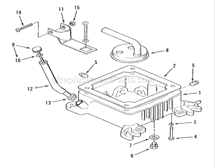 Onan Oil Base Fill Tube And Bracket Diagram and Parts List for B1-16O802 1989 Toro Lawn Tractor