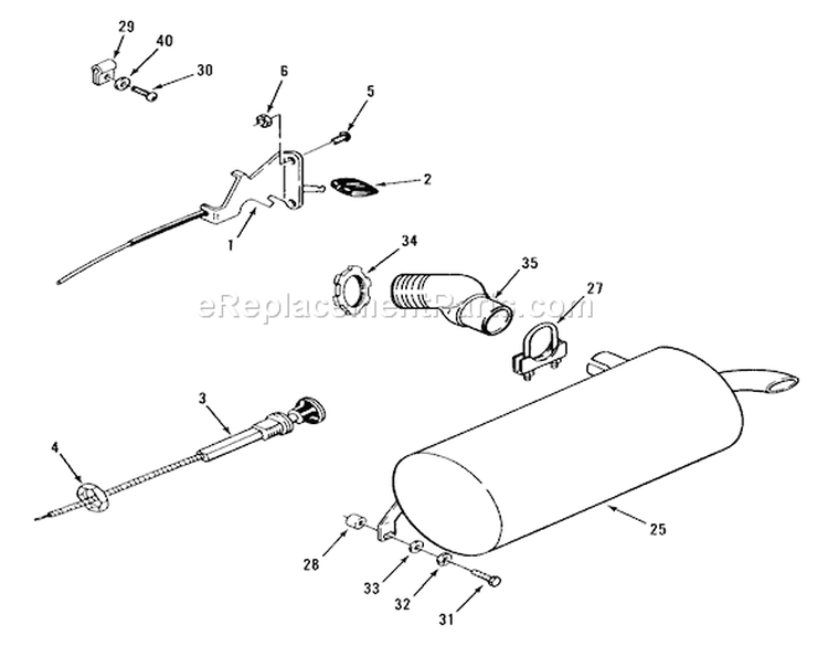 Throttle Choke & Exhaust Diagram and Parts List for B1-16O802 1989 Toro Lawn Tractor