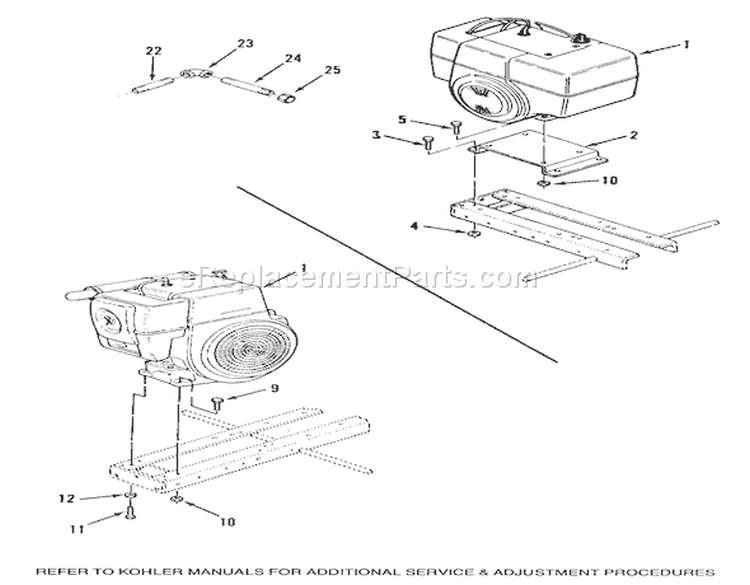 Engines Diagram and Parts List for B1-16O802 1989 Toro Lawn Tractor