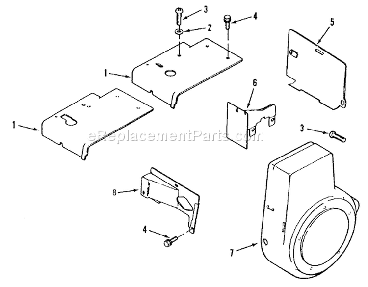 Kohler Baffles & Shrouds Diagram and Parts List for R1-16O802 1990 Toro Lawn Tractor