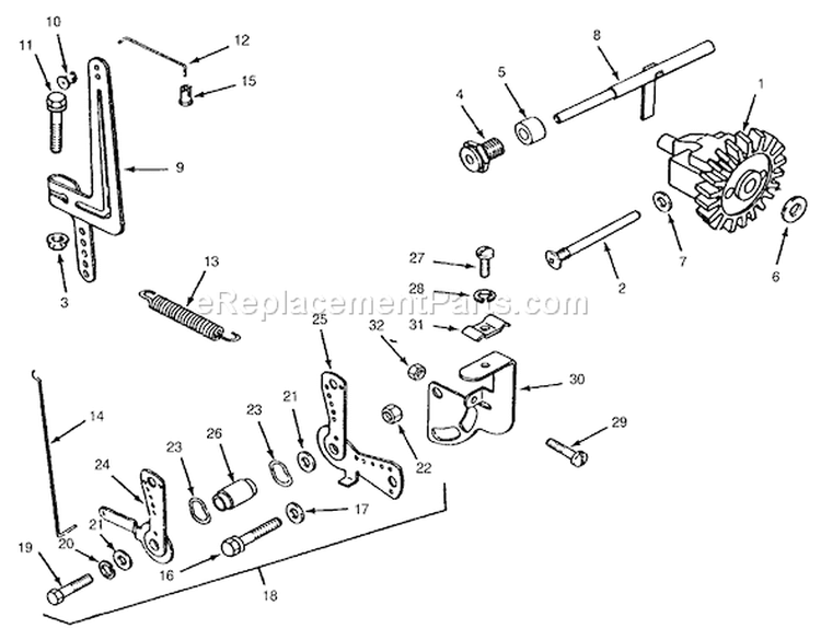 Kohler Governor Linkage Diagram and Parts List for R1-16O802 1990 Toro Lawn Tractor