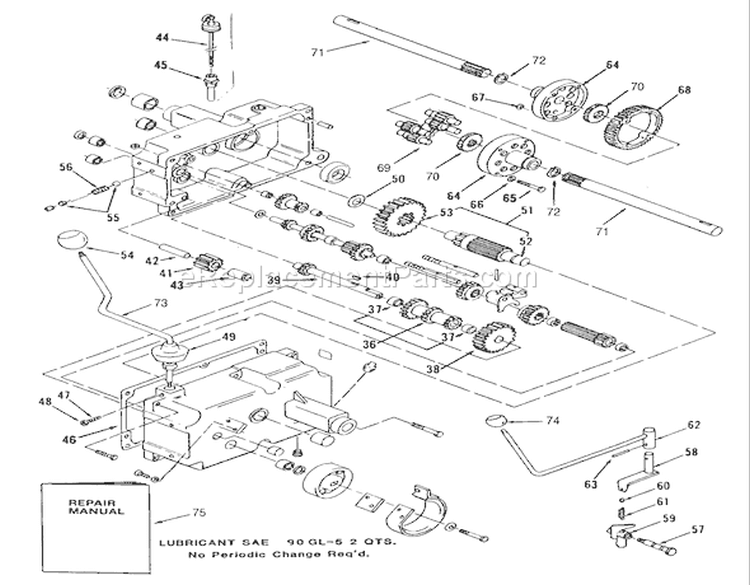 Mechanical Transmission-8-Speed (Continued) Diagram and Parts List for R1-16O802 1990 Toro Lawn Tractor