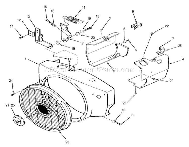Toro Power Plus Blower Housing And Governor Diagram and Parts List for R1-16O802 1990 Toro Lawn Tractor