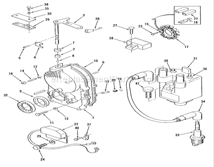 Toro Power Plus Gearcase And Ignition Controls Diagram and Parts List for R1-16O802 1990 Toro Lawn Tractor