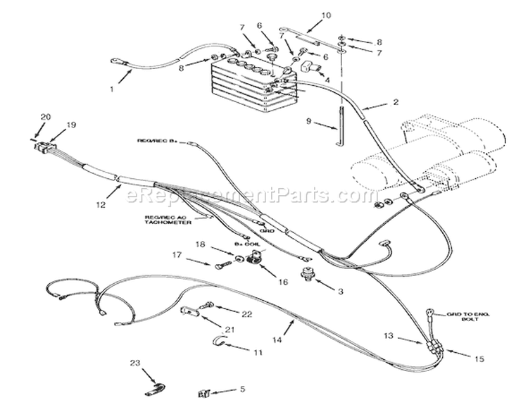 Electrical System-416 Only Diagram and Parts List for R1-16O802 1990 Toro Lawn Tractor
