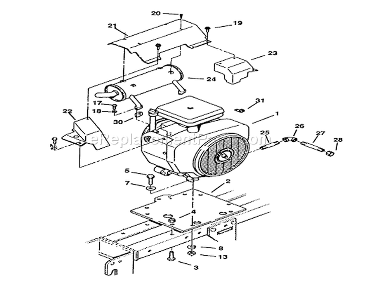 Engine And Exahust Diagram and Parts List for R1-16O804 2000001-2999999 - 1992 Toro Lawn Tractor