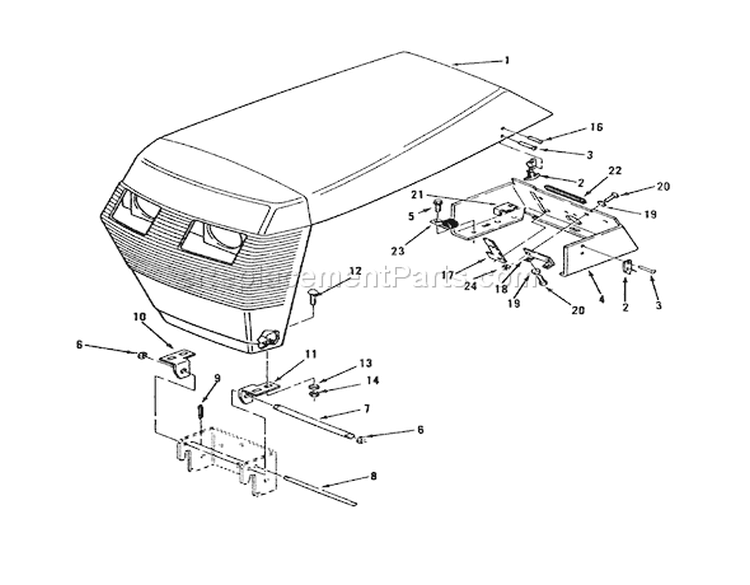 Sheet Metal And Covers Diagram and Parts List for R1-16O804 2000001-2999999 - 1992 Toro Lawn Tractor