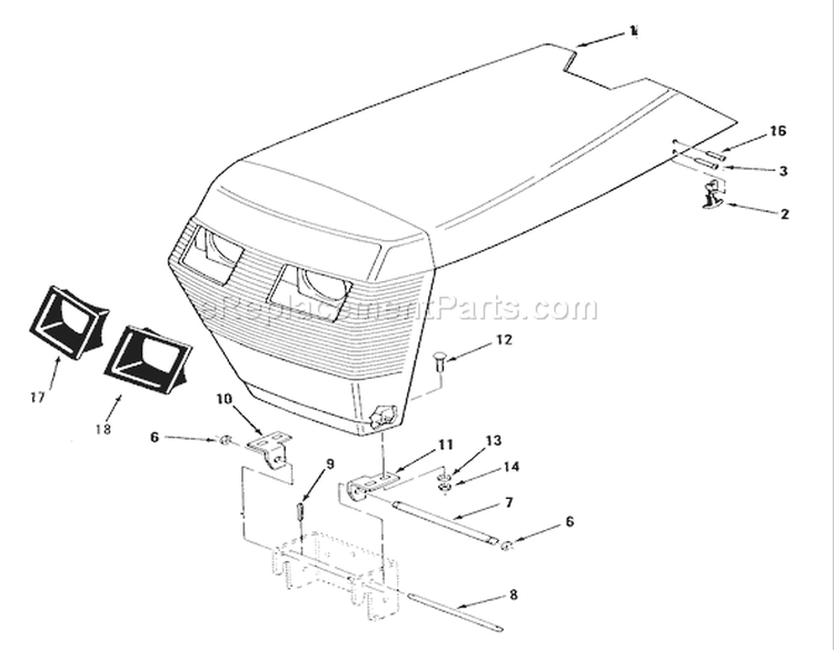 Sheet Metal And Covers Diagram and Parts List for R1-18OE01 1990 Toro Lawn Tractor