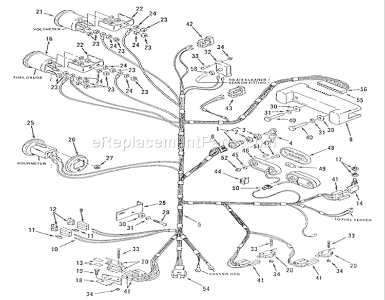 Electrical System Diagram and Parts List for R1-18OE01 1990 Toro Lawn Tractor