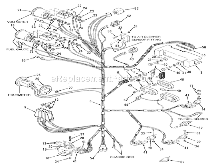 Electrical System Diagram and Parts List for R1-18OE02 1990 Toro Lawn Tractor