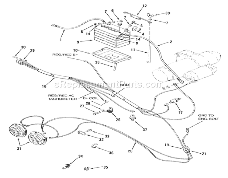 Page L Diagram and Parts List for R1-18OE02 1990 Toro Lawn Tractor