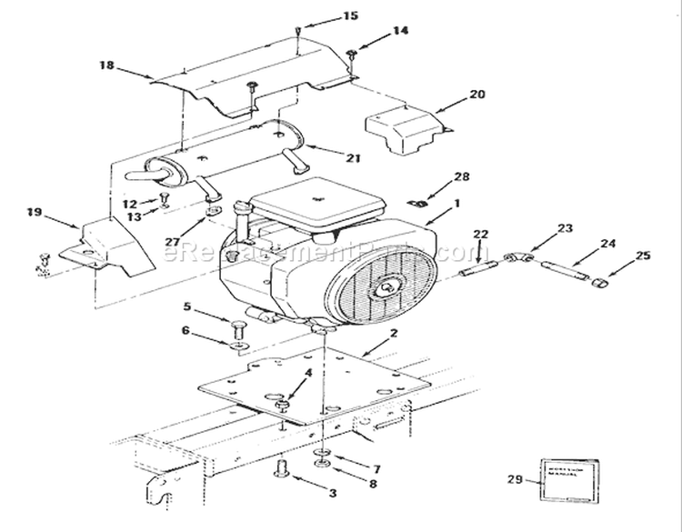Engine Diagram and Parts List for R1-18OE02 1990 Toro Lawn Tractor