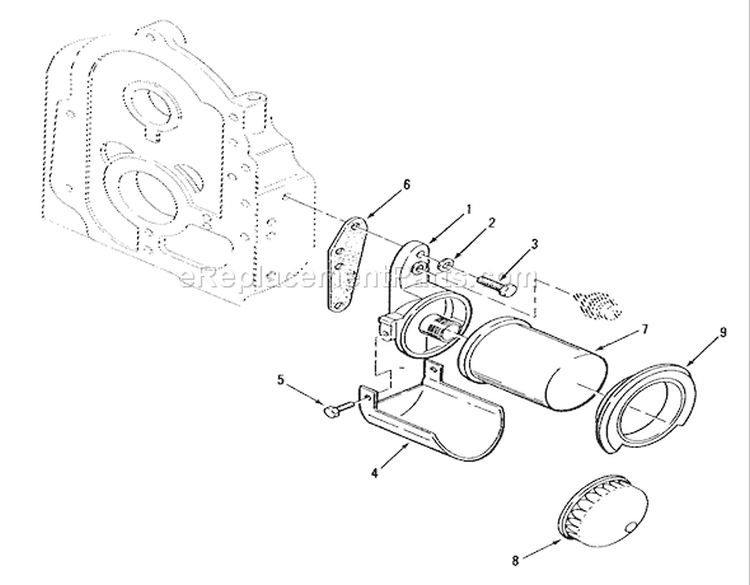 Oil Filter Diagram and Parts List for R1-18OE02 1990 Toro Lawn Tractor