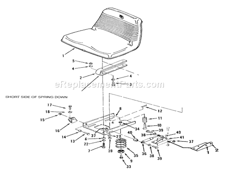 Seat Diagram and Parts List for R1-18OE02 1990 Toro Lawn Tractor