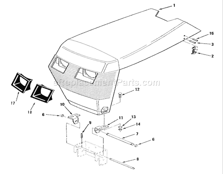 Sheet Metal And Covers Diagram and Parts List for R1-18OE02 1990 Toro Lawn Tractor