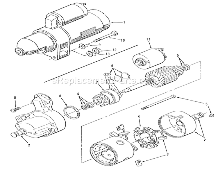 Starter Diagram and Parts List for R1-18OE02 1990 Toro Lawn Tractor