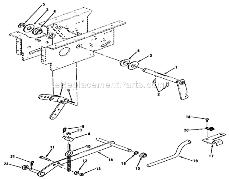 Hydrostatic Lift Linkage Diagram and Parts List for R1-20OE02 2000001-2999999 - 1992 Toro Lawn Tractor