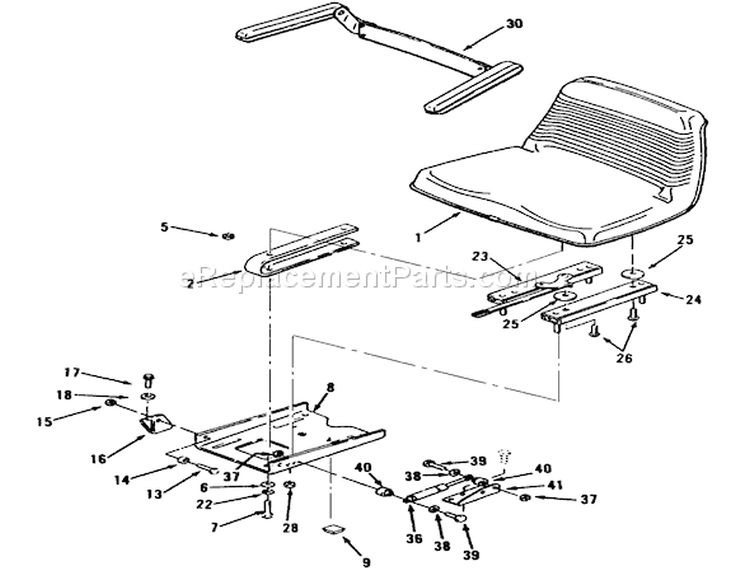 Seat Diagram and Parts List for R1-20OE02 2000001-2999999 - 1992 Toro Lawn Tractor