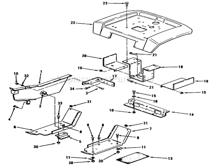 Sheet Metal And Covers Diagram and Parts List for R1-20OE02 2000001-2999999 - 1992 Toro Lawn Tractor