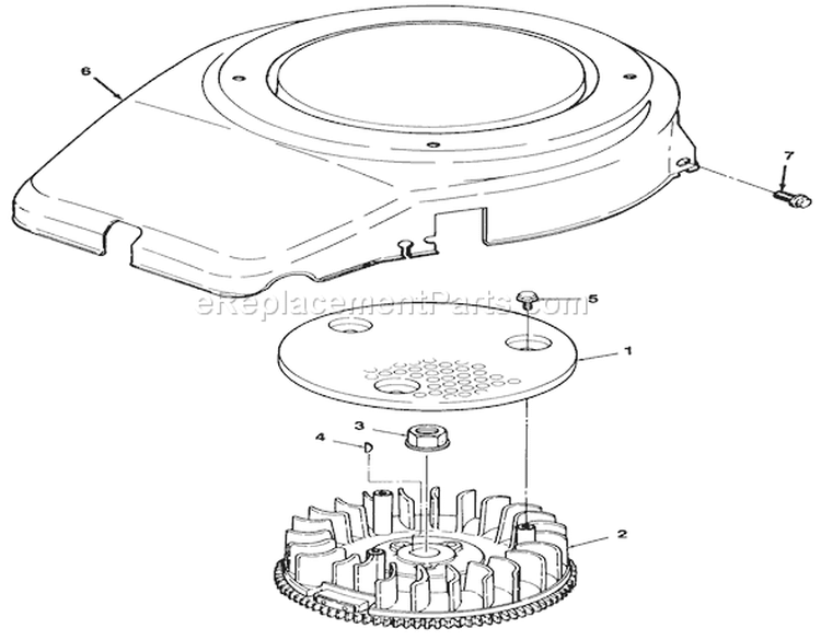 12Hp Engine Flywheel & Cover Assembly Diagram and Parts List for R2-12OE01 1000001-1999999 - 1991 Toro Lawn Tractor