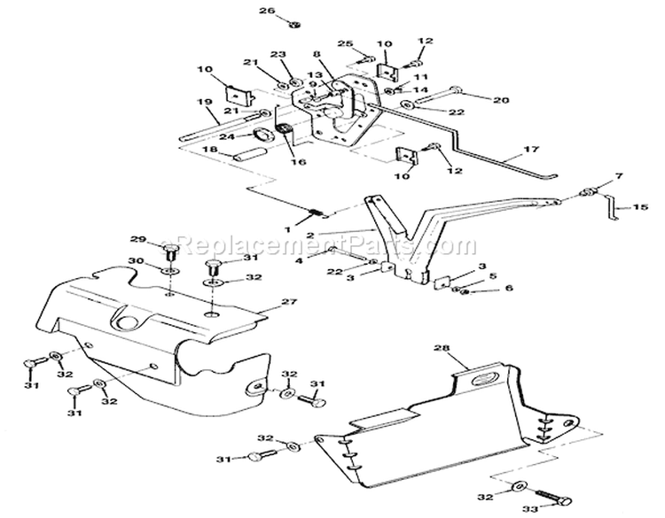 12Hp Engine Governor Linkage & Cover Assembly Diagram and Parts List for R2-12OE01 1000001-1999999 - 1991 Toro Lawn Tractor