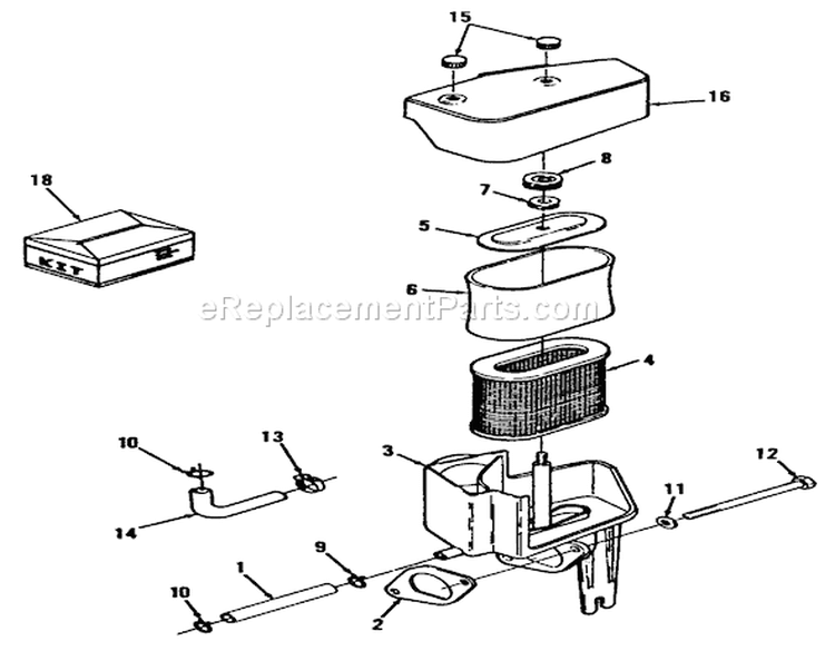 12Hp Engine Air Cleaner Assembly Diagram and Parts List for R2-12OE02 2000001-2999999 - 1992 Toro Lawn Tractor
