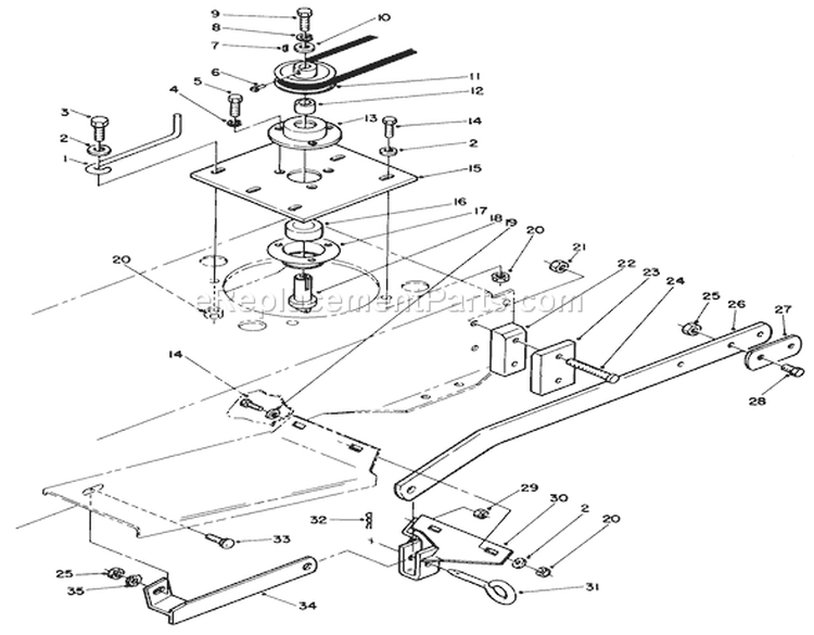 Sweeper P.T.O. Assembly (212-5) Diagram and Parts List for R2-12OE02 2000001-2999999 - 1992 Toro Lawn Tractor