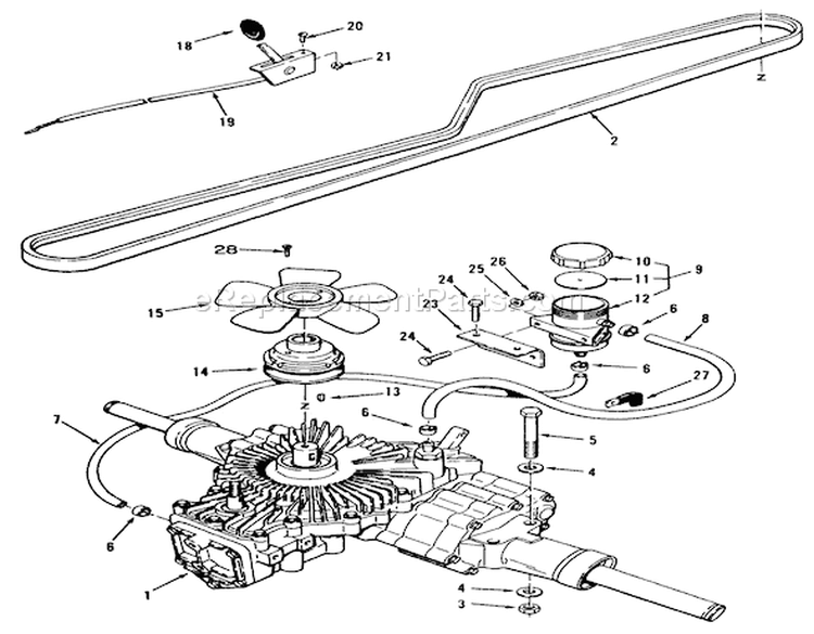 Transmission Assembly (210-H & 212-H) Diagram and Parts List for R2-12OE02 2000001-2999999 - 1992 Toro Lawn Tractor