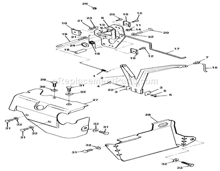 12Hp Engine Governor Linkage & Cover Assembly Diagram and Parts List for R2-12OE02 2000001-2999999 - 1992 Toro Lawn Tractor