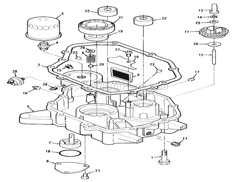 12Hp Engine Oil Base & Pump Assembly Diagram and Parts List for R2-12OE02 2000001-2999999 - 1992 Toro Lawn Tractor