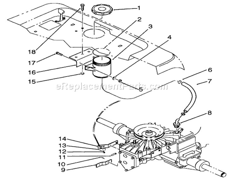 Hydraulic Reservoir Assembly Diagram and Parts List for R2-16BE01 2000001-2999999 - 1992 Toro Lawn Tractor