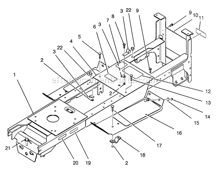 Main Frame Assembly Diagram and Parts List for R2-16BE01 2000001-2999999 - 1992 Toro Lawn Tractor