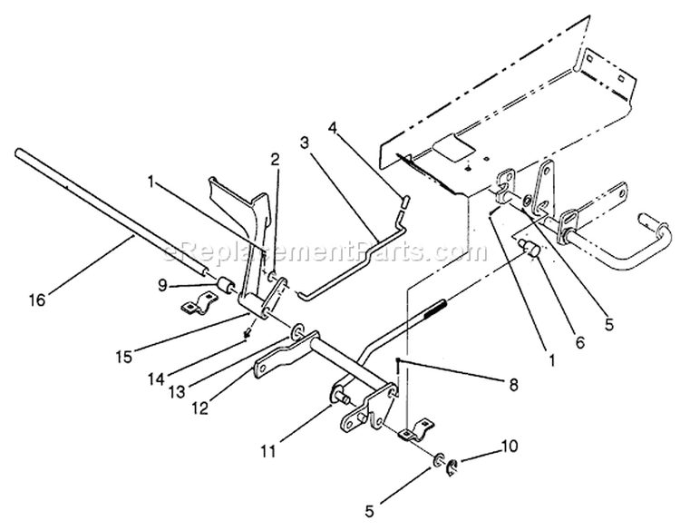 Brake Pedal Assembly Diagram and Parts List for R2-16BE01 2000001-2999999 - 1992 Toro Lawn Tractor