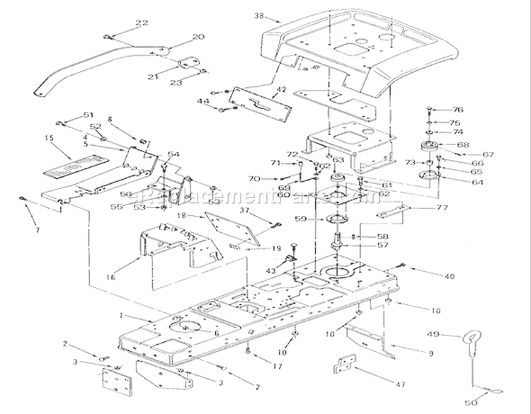 Frame, Sheet Metal And Covers (Cont-D) Diagram and Parts List for E2-17K502 1989 Toro Lawn Tractor
