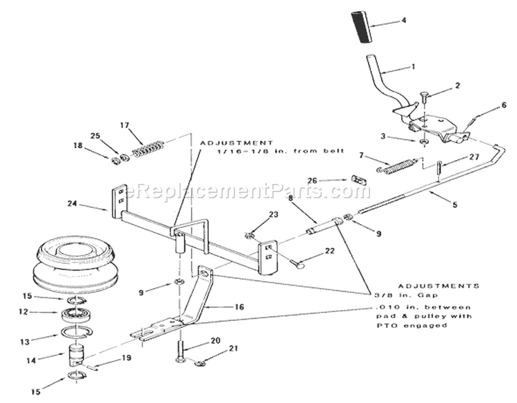 Pto Clutch Diagram and Parts List for E2-17K502 1989 Toro Lawn Tractor