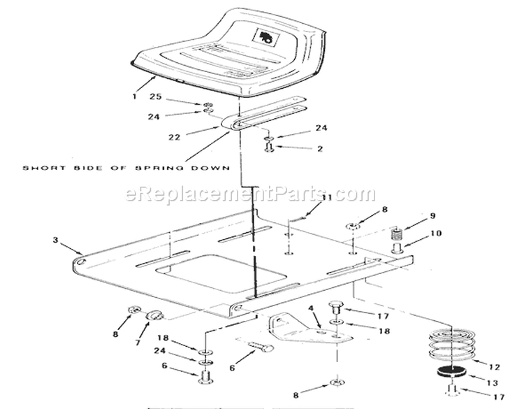 Seat And Suspension Diagram and Parts List for E2-17K502 1989 Toro Lawn Tractor