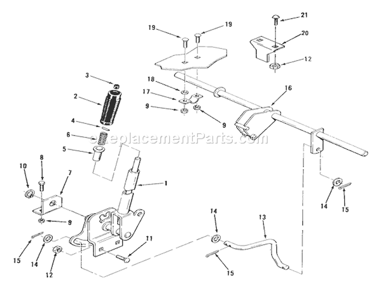 Attachment Lift Diagram and Parts List for E2-17K502 1989 Toro Lawn Tractor