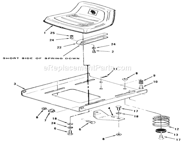 Seat And Suspension Diagram and Parts List for R2-17K502 1990 Toro Lawn Tractor